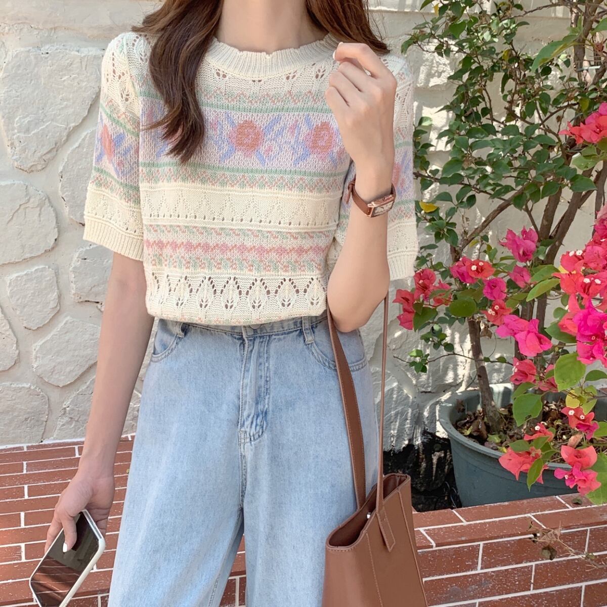 ショートニット薄手サマーTシャツ 夏物 1号婦人77951140450