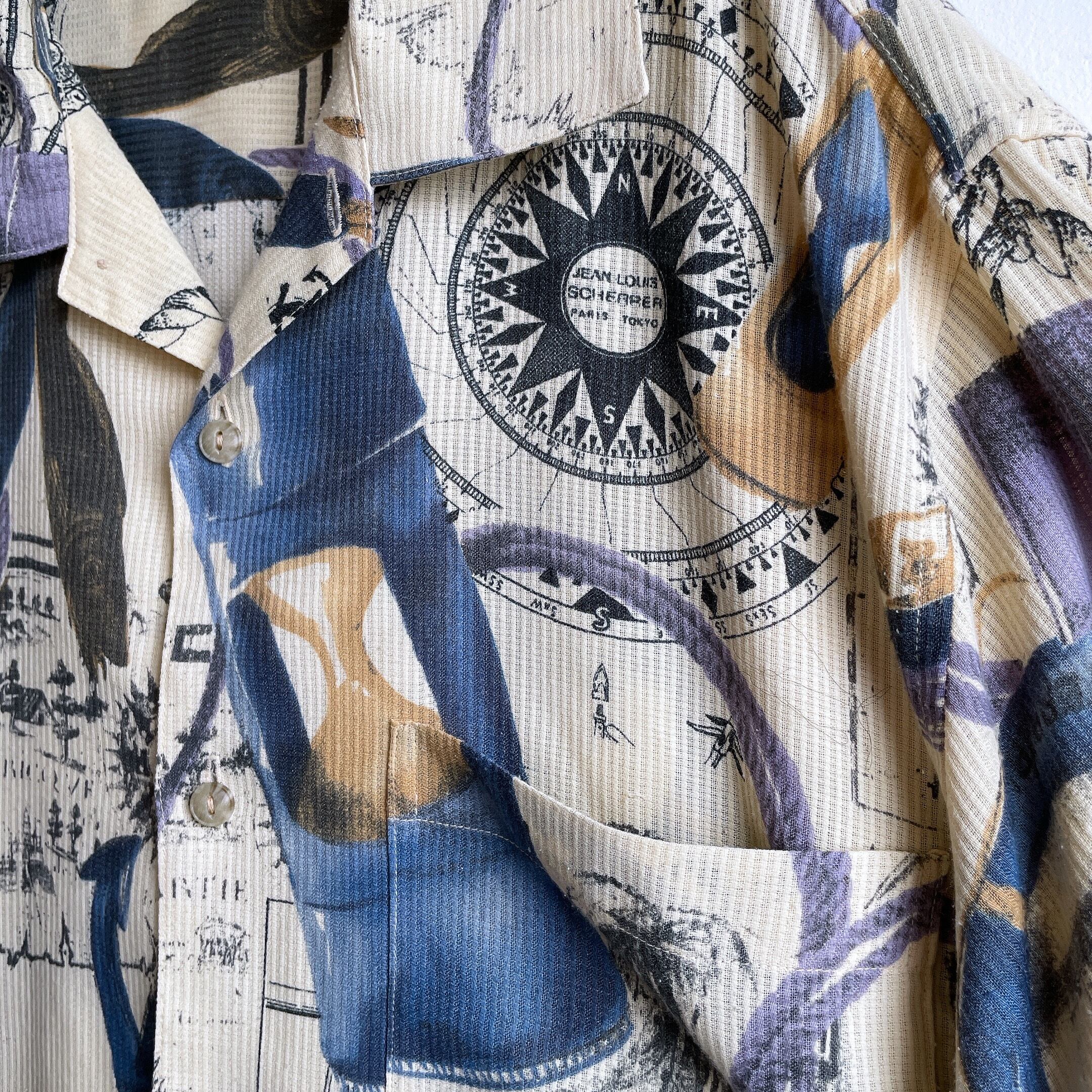 1990s Tropical Summer graphic printed vintage SS open collar shirt