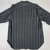 90s JUN MEN ジュンメン ストライプ バンドカラー 長袖シャツ M/グレー系 メンズ ビンテージ