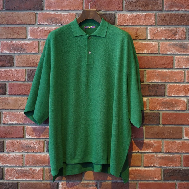 is-ness (イズネス) "KNITTED BIG POLO" -GREEN-