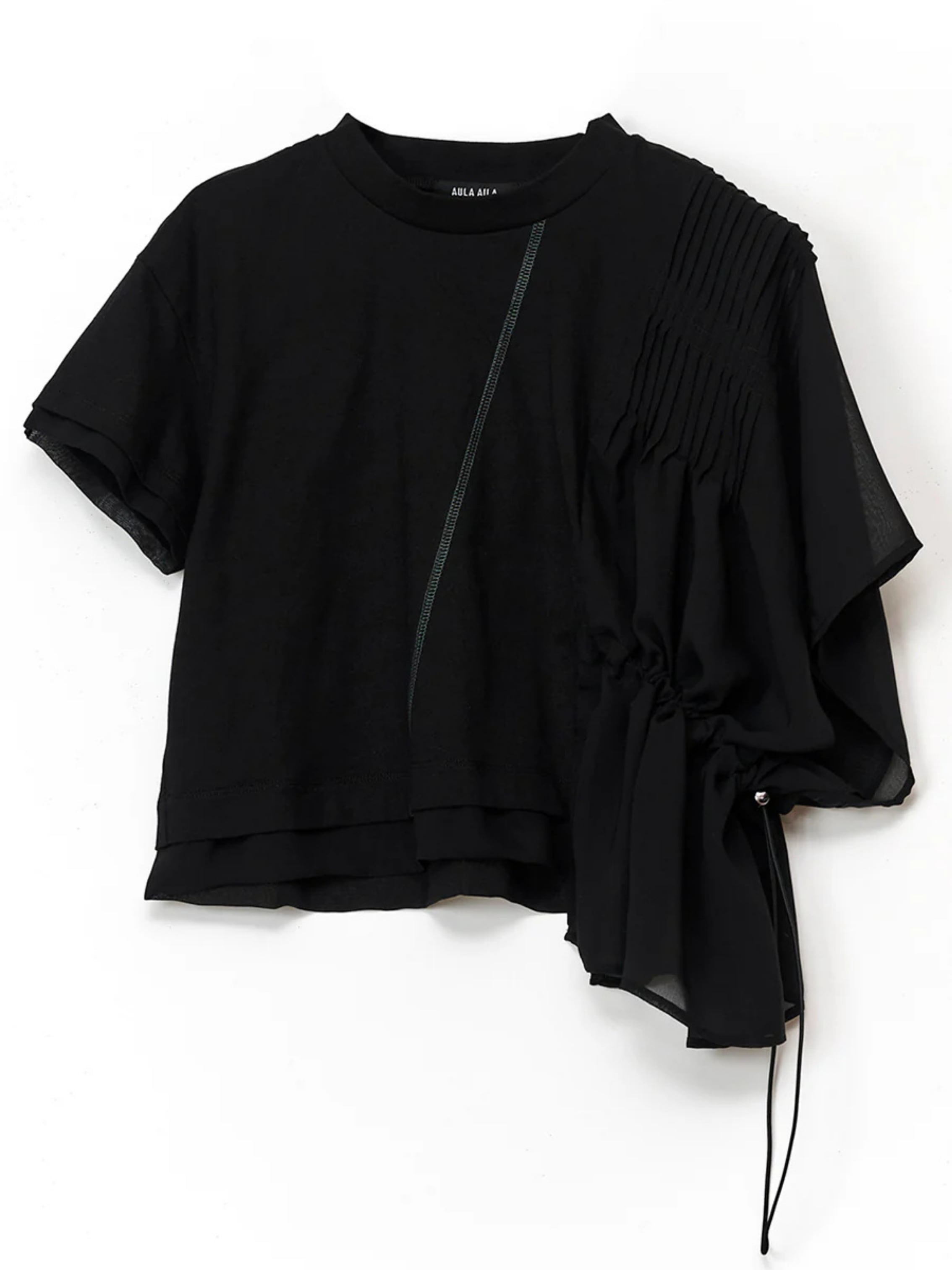DIFFERENT MATERIAL LAYERED T-SHIRT ブラック