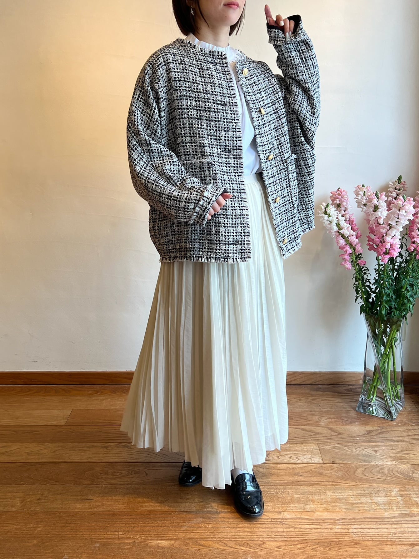 NEW】Dignite collier / ドルマンスリーブツイードジャケット | anouk