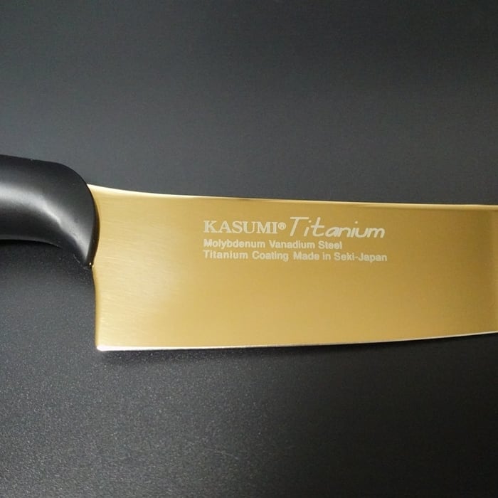 霞 包丁 剣型包丁 牛刀 200mm チタンコーティング ゴールド KASUMI