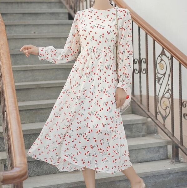 ワンピース ロング ロングワンピース 長袖 花柄のワンピース 小花柄 ワンピース 大人かわいいワンピース デート ワンピース ガーリーワンピース Aラインロングワンピース 代 30代 40代 春 夏 秋 P6456 Kirari きらり