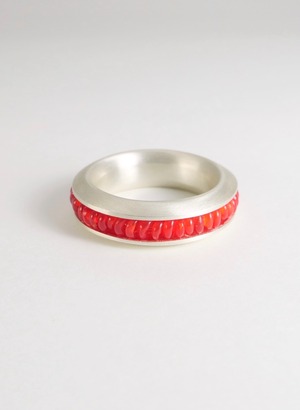 Recycled Glass Bead Ring /Red