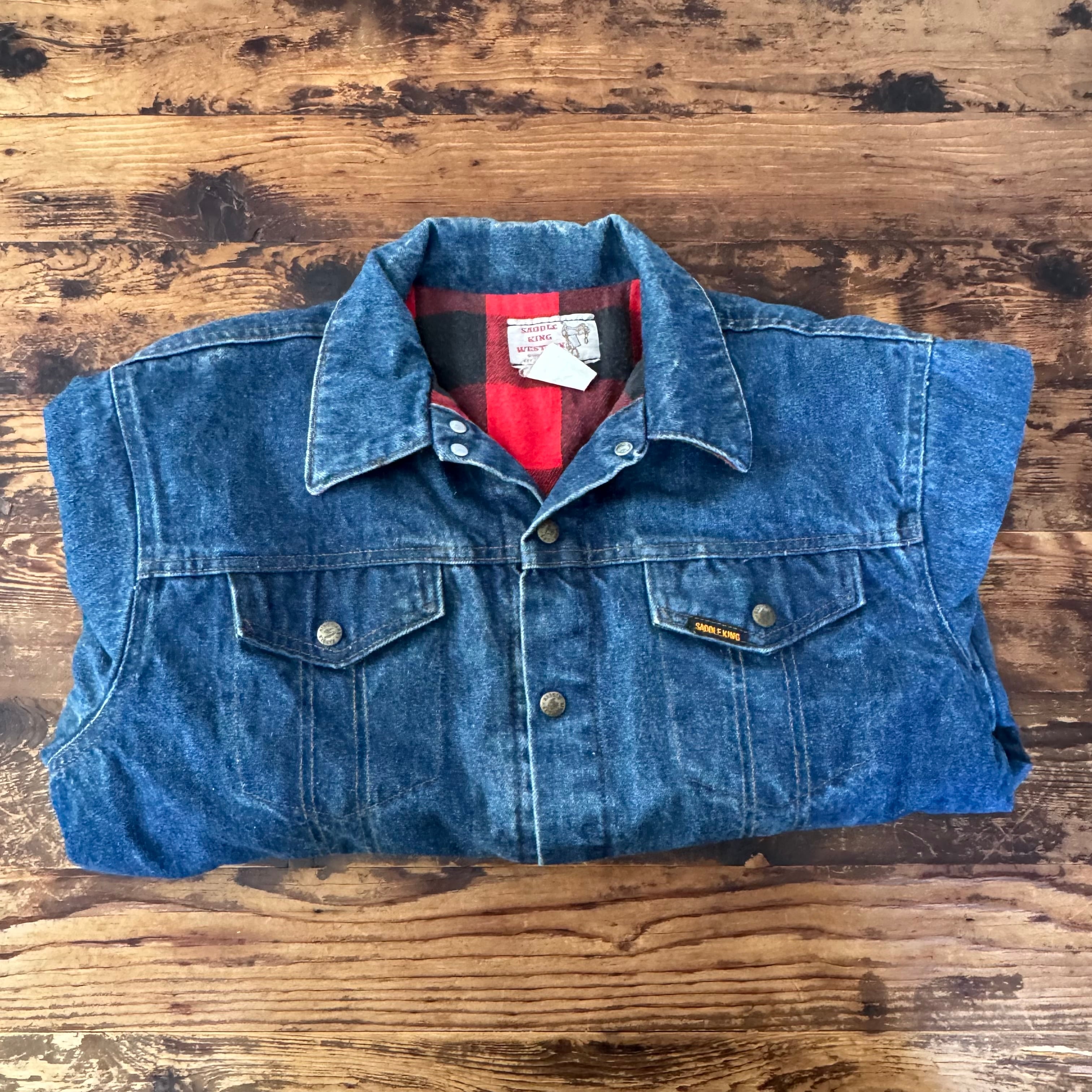 Vintage "Saddle King Western" Blue Denim Jacket/ 46L