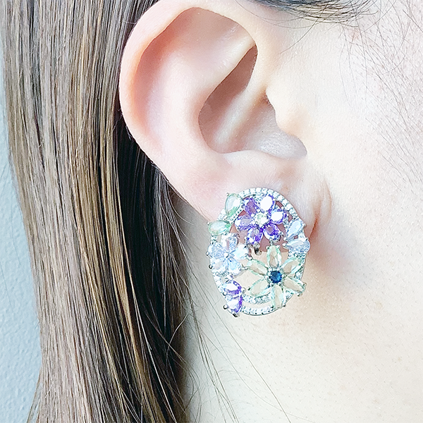 751281 JinkaNezu フローラル ジェム イヤリング/ピアス | JinkaNezu