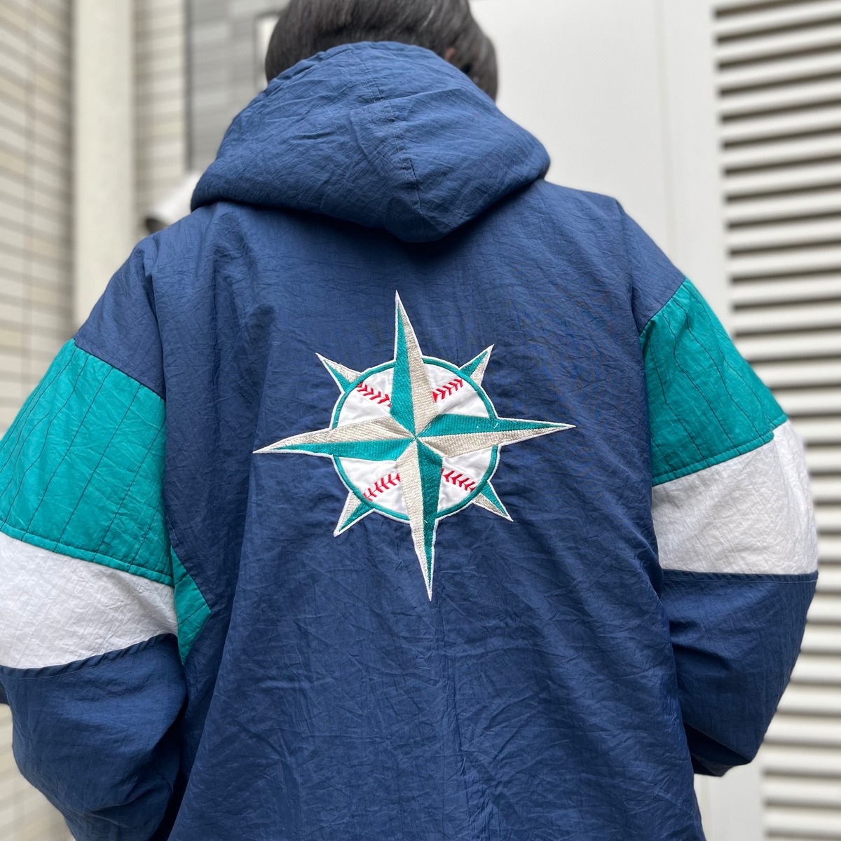 MLB Mariners ジャケット XXL ネイビー マリナーズウェア（古着 