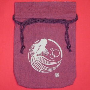 巾着袋 “金魚”(大) 赤