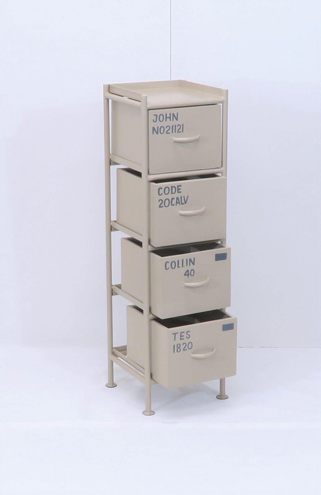 縦型 アイアンチェスト 4杯 ベージュ