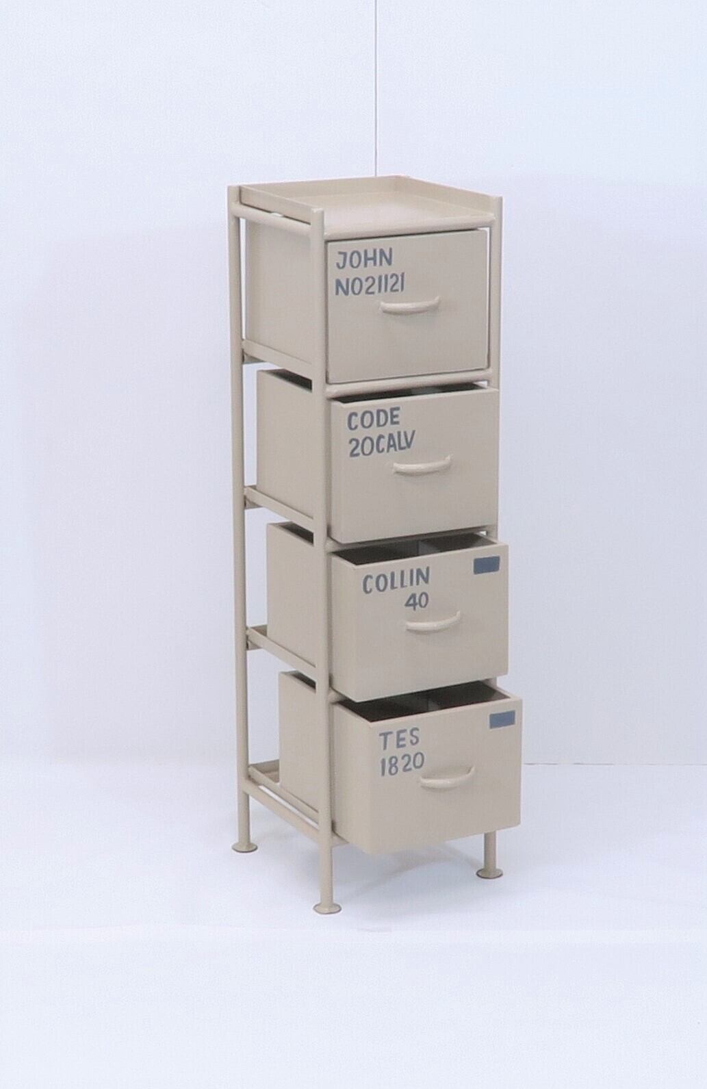VERTICAL 4 DRAWERS CHEST - BEIGE / 縦型 アイアンチェスト 4杯 