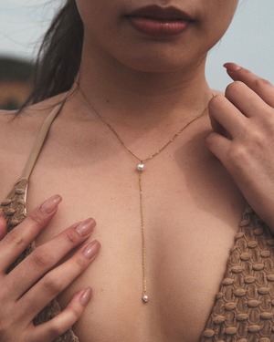 316L Pearl chain long necklace［GOLD］#n130