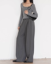 Tuck waist wide Pants T20172