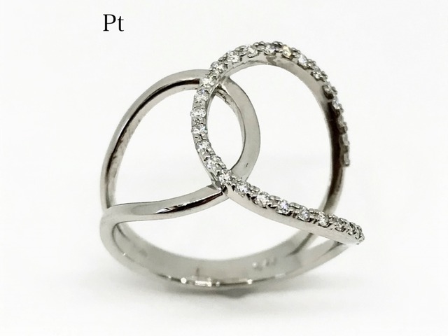 PT/K18PG 0.2ct ダイヤリング
