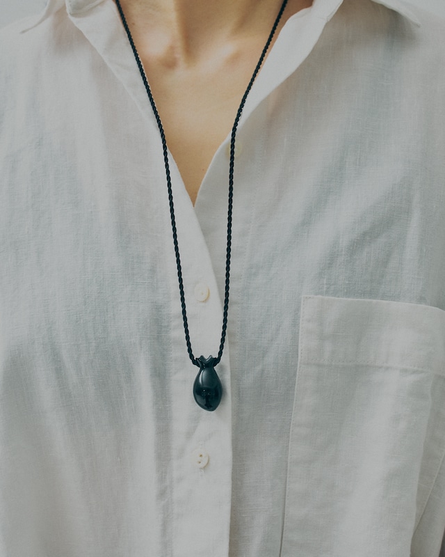 Onyx heart with silk cord