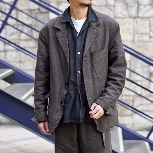 EVAN KINORI(エヴァン キノリ) / Three Button Jacket-Wool/Paper Glen Check -brown/black-