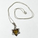 Vintage Baltic Amber & 925 Silver Star Of David Pendant Necklace