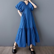 デニム パフスリーブ ワンピース  30141