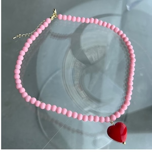 heart pink bijou necklace_ALN01141