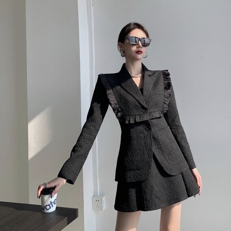 ジャケット スタイルスリムブラックカジュアルスプリングオータム 春物 秋物 ブラックストロベリース49150017952