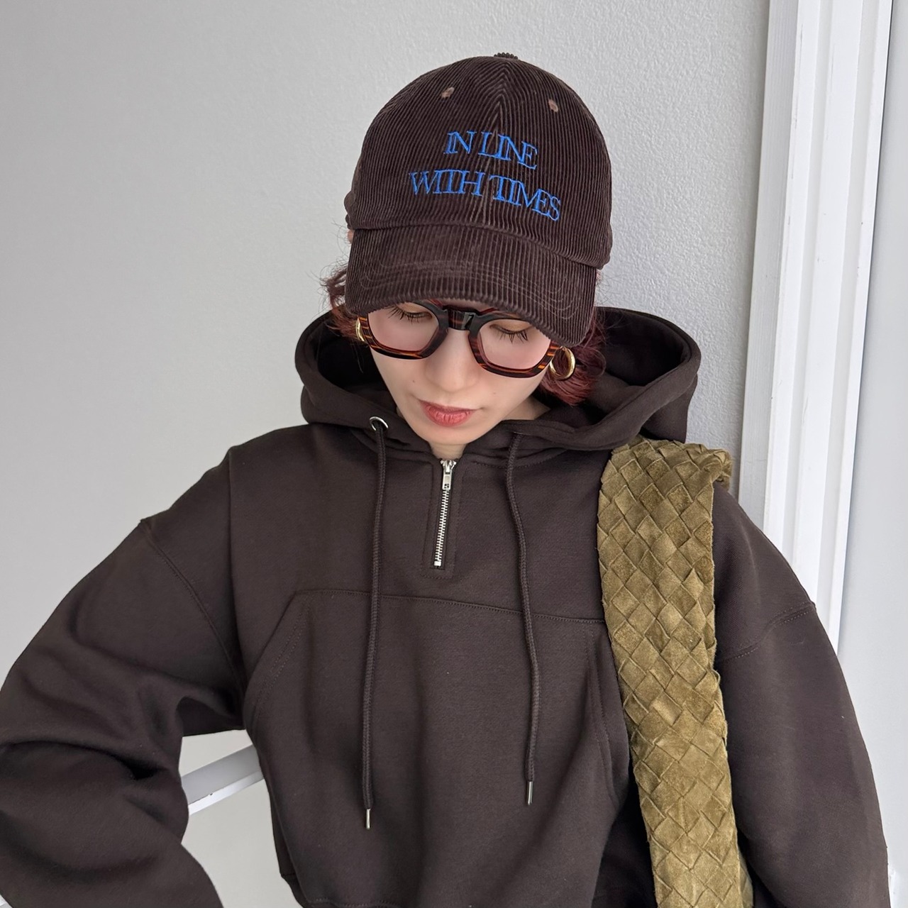 corduroy lettering cap/brown