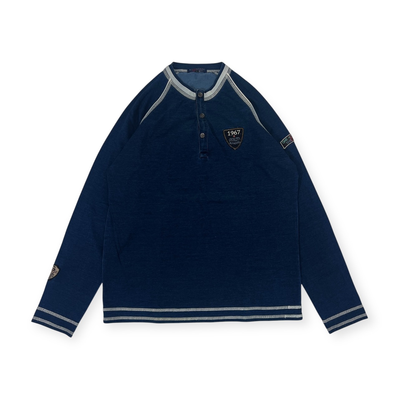 G-STAGE Jeans ジーステージ ヘンリーネック 長袖 Tシャツ カットソー L/インディゴ染め メンズ