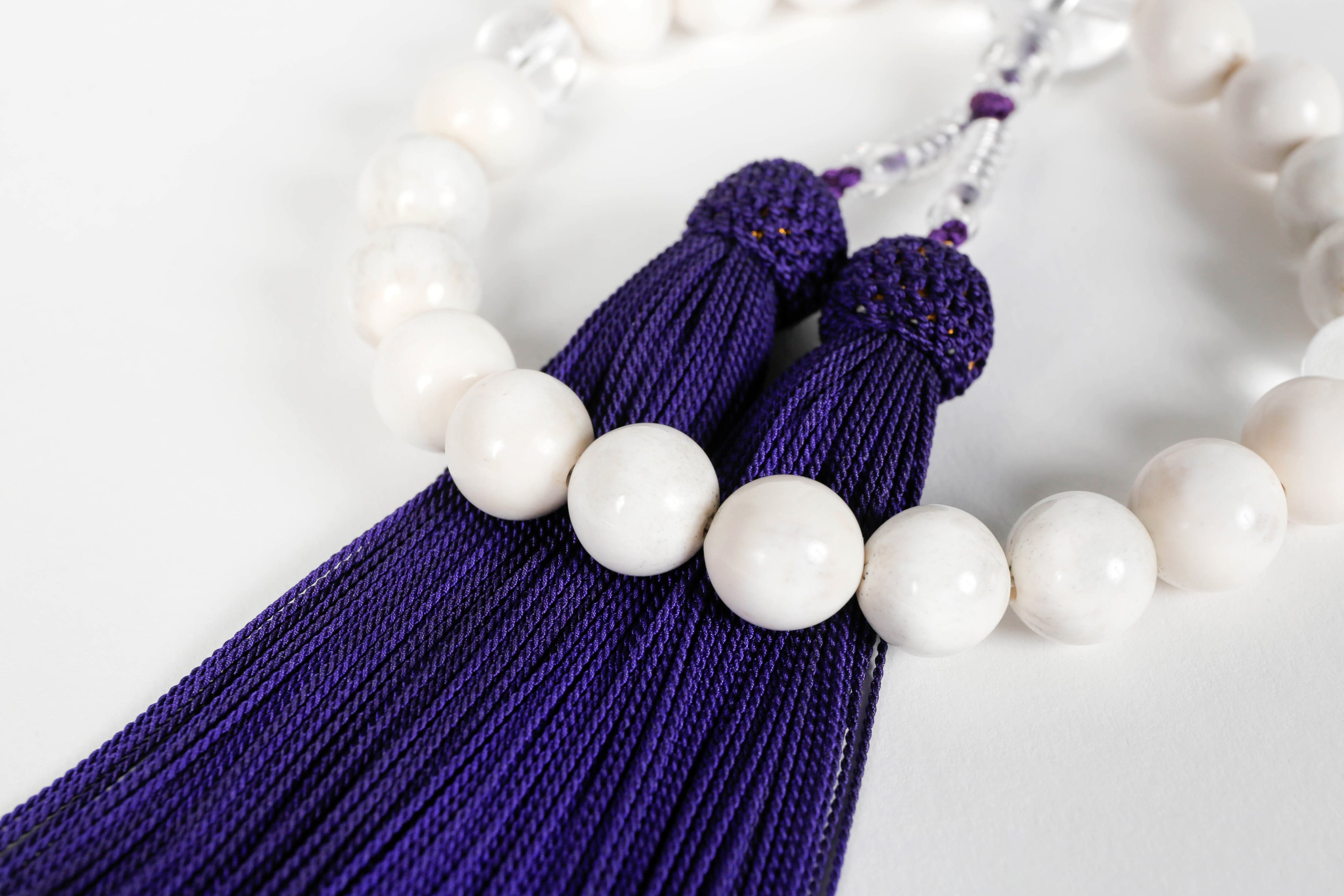 鹿角の数珠 男性用 22玉(鹿角,本水晶,正絹房)