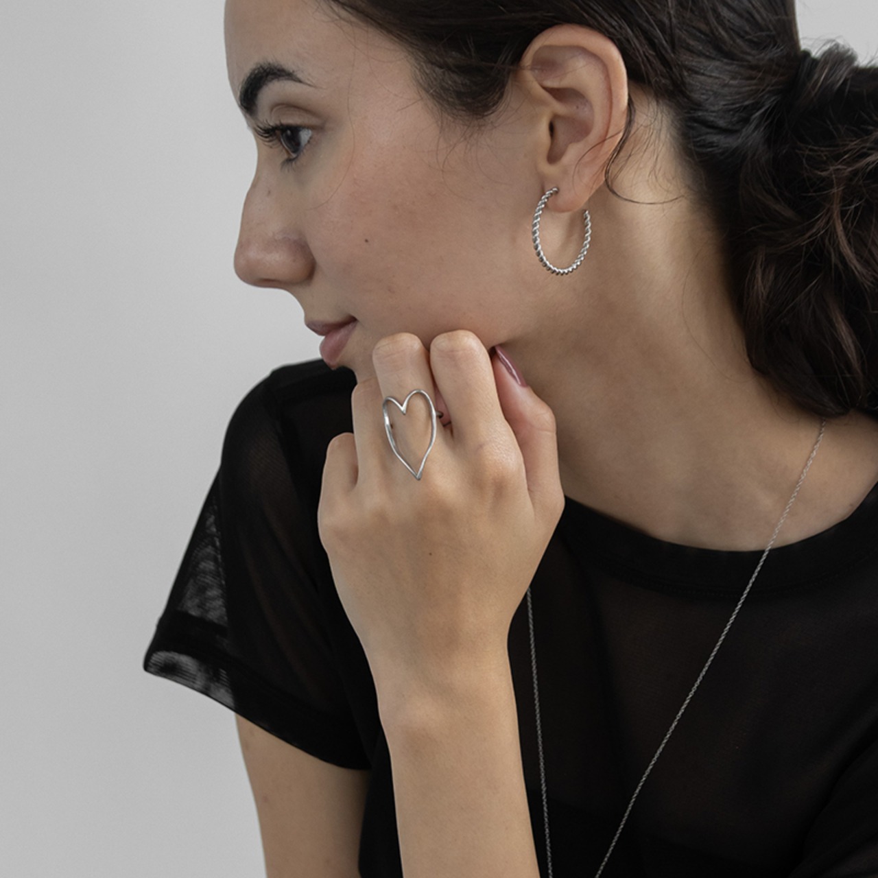 ★大人気★【ネコポス便】金属アレルギー対応 ニュアンスハートリング 2227