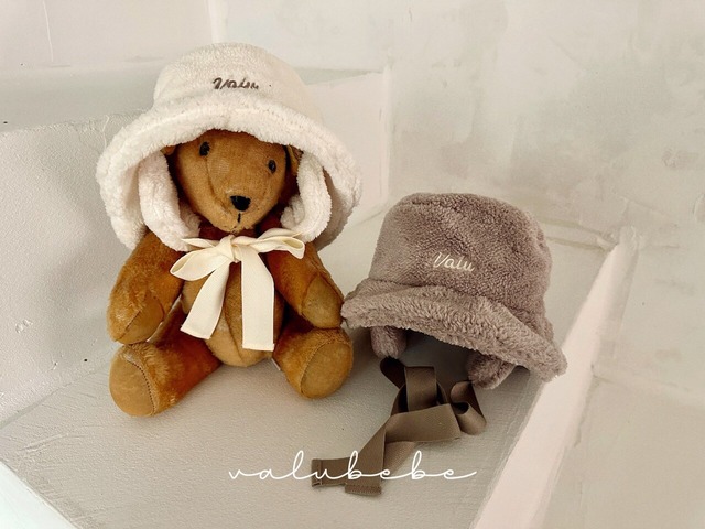 [即納]《valubebe》Fur ear muff bucket hat (baby) 104