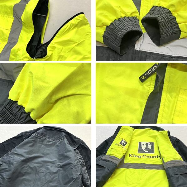 1点物◇黒蛍光色リフレクター反射板リバーシブルジャケット古着Lメンズ