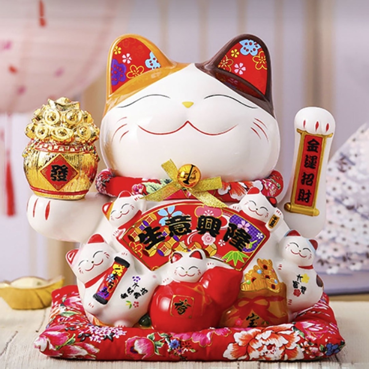 風水 置物 招き猫 生意興隆 千万両 福 招財 劫財 金 風水アイテム 金運 