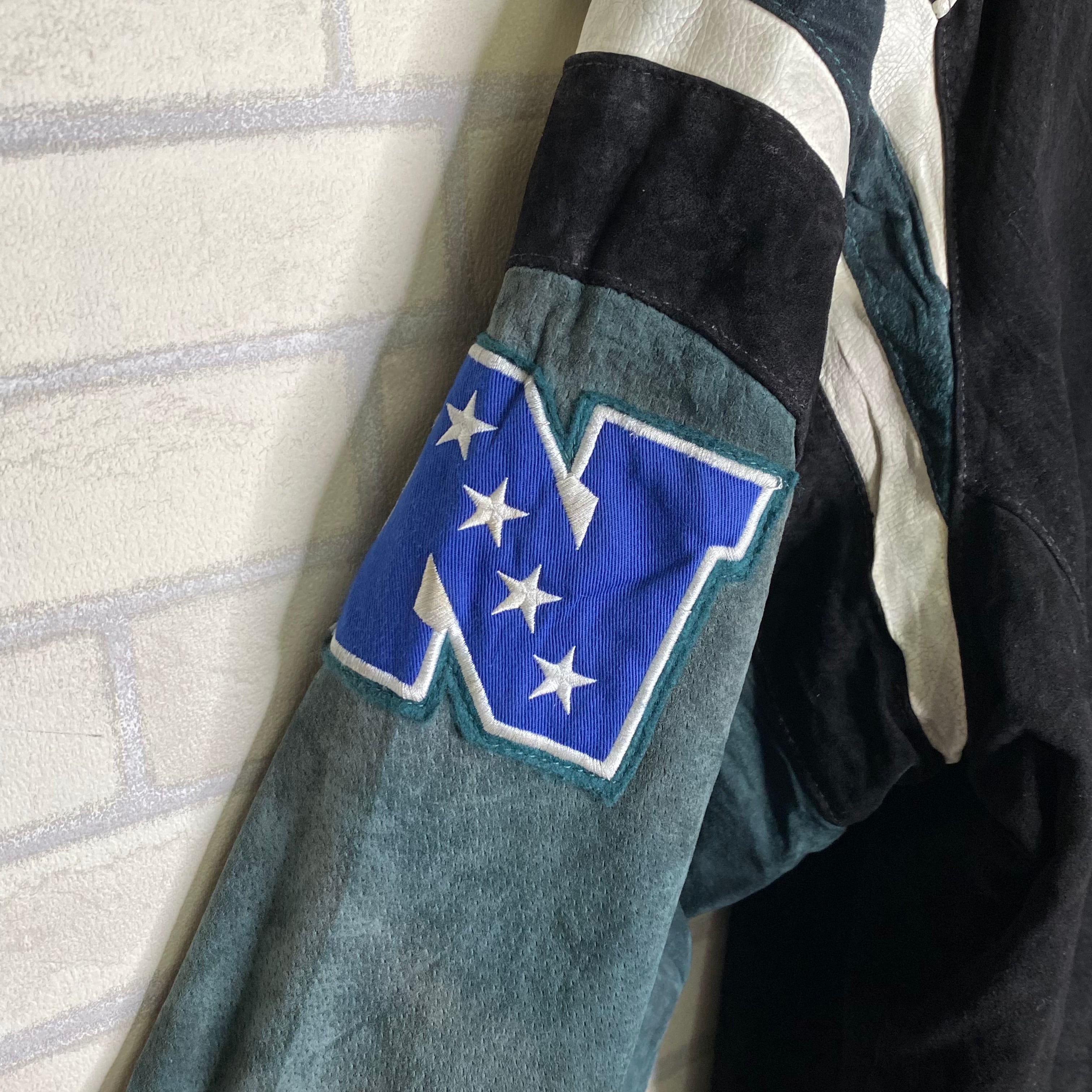 超希少】 NFL スタジャン 2XL スエード スウェード ワッペン 刺繍 状態 