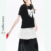 ビックリボン ピュアコットンラウンドネックTシャツ i0360