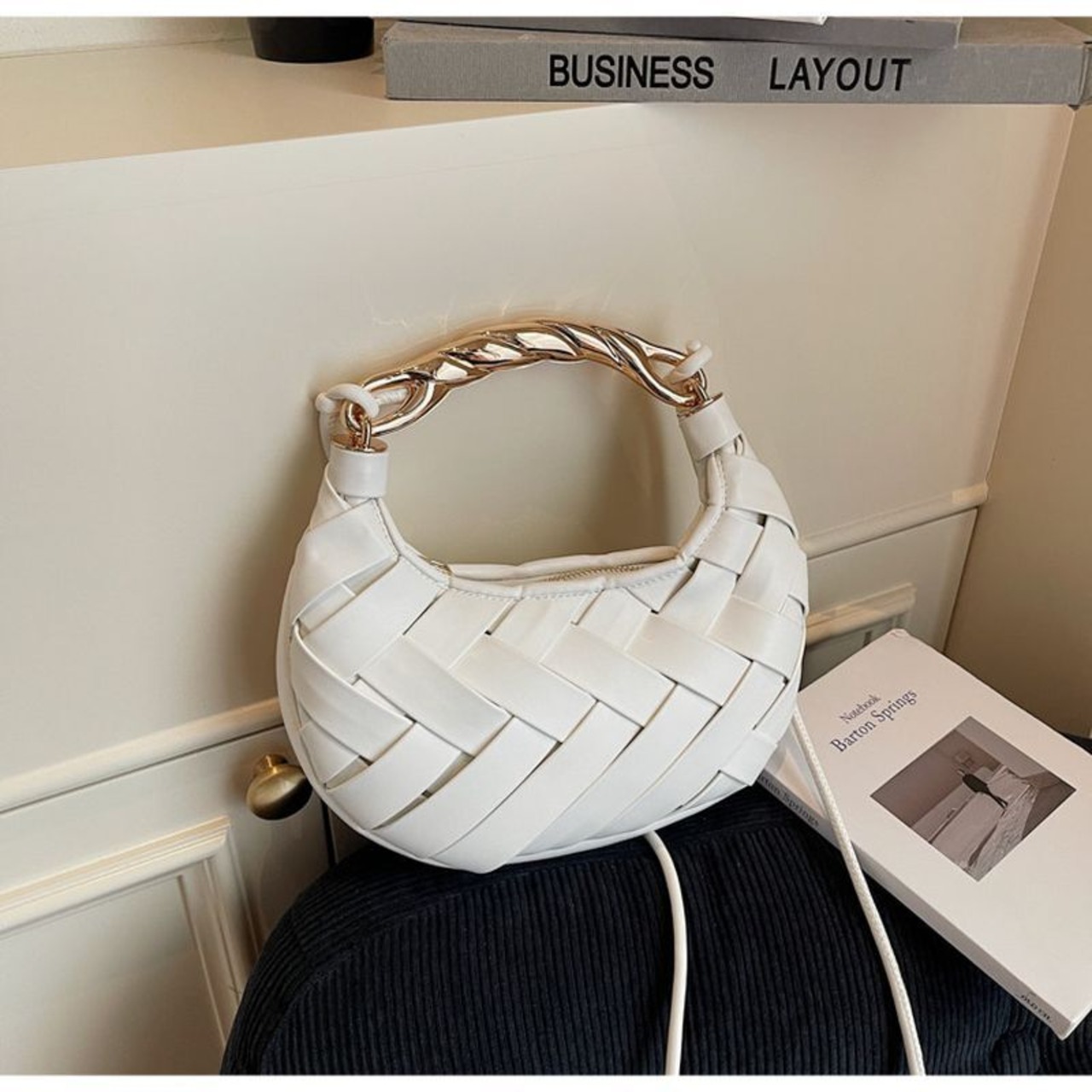 編み込み ハーフムーン ハンドバッグ  90003