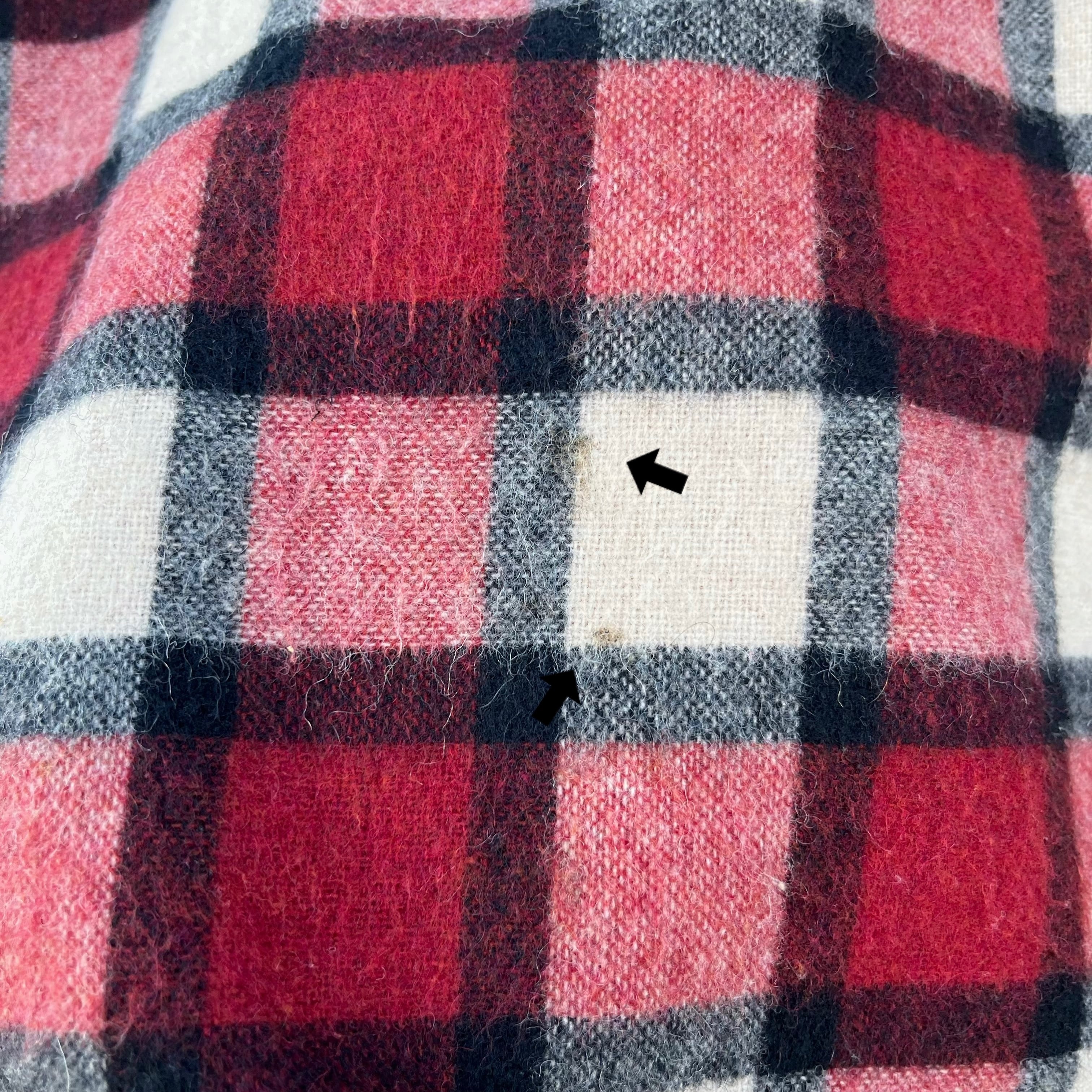 red block check wool long skirt