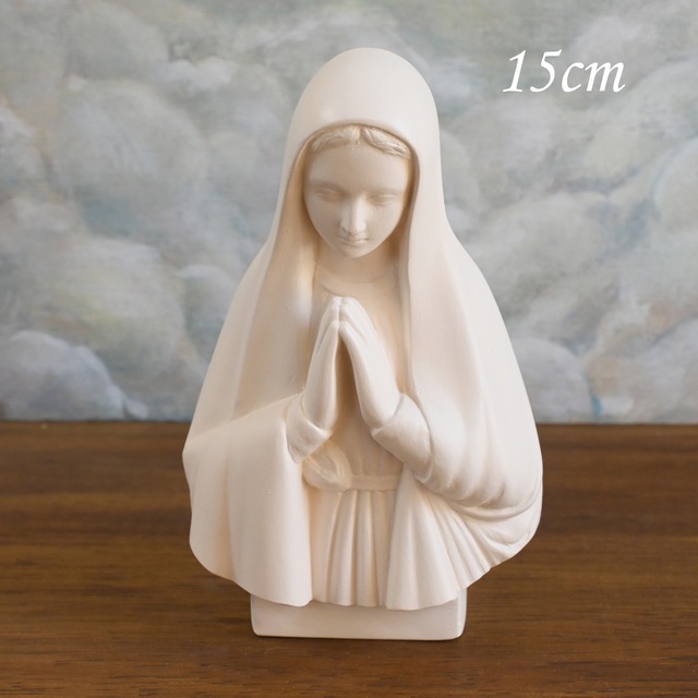 聖母マリア半身像【15cm】室内用クリーム色仕上げ