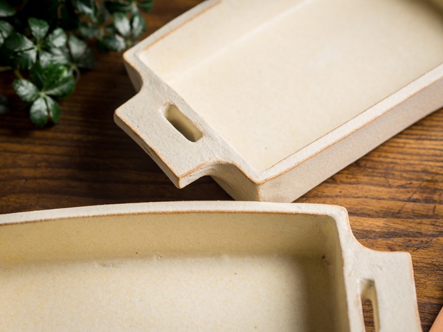 白化粧 長角 グラタン皿（耐熱皿・角皿・深皿）／吉永哲子