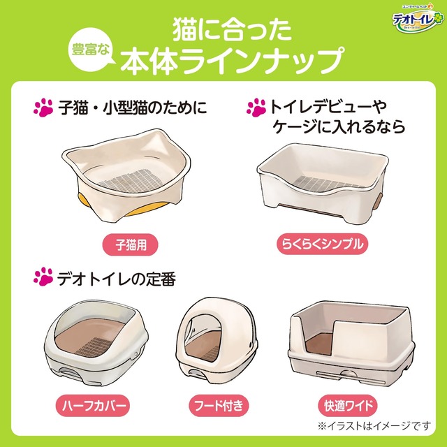 【一番人気の定番タイプ】デオトイレ本体セット [約1か月分 猫砂・シート付] 猫用トイレ本体 ハーフカバー シルキーホワイト【Amazon.co.jp限定】