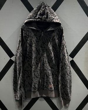 【X VINTAGE】 Street Graphic Pattern Vintage Loose Zip Up  Hoodie