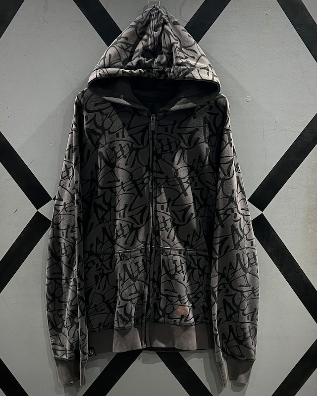 【X VINTAGE】 Street Graphic Pattern Vintage Loose Zip Up  Hoodie
