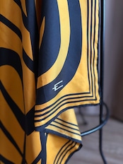 yellow & black abstract silk scarf-5152-8