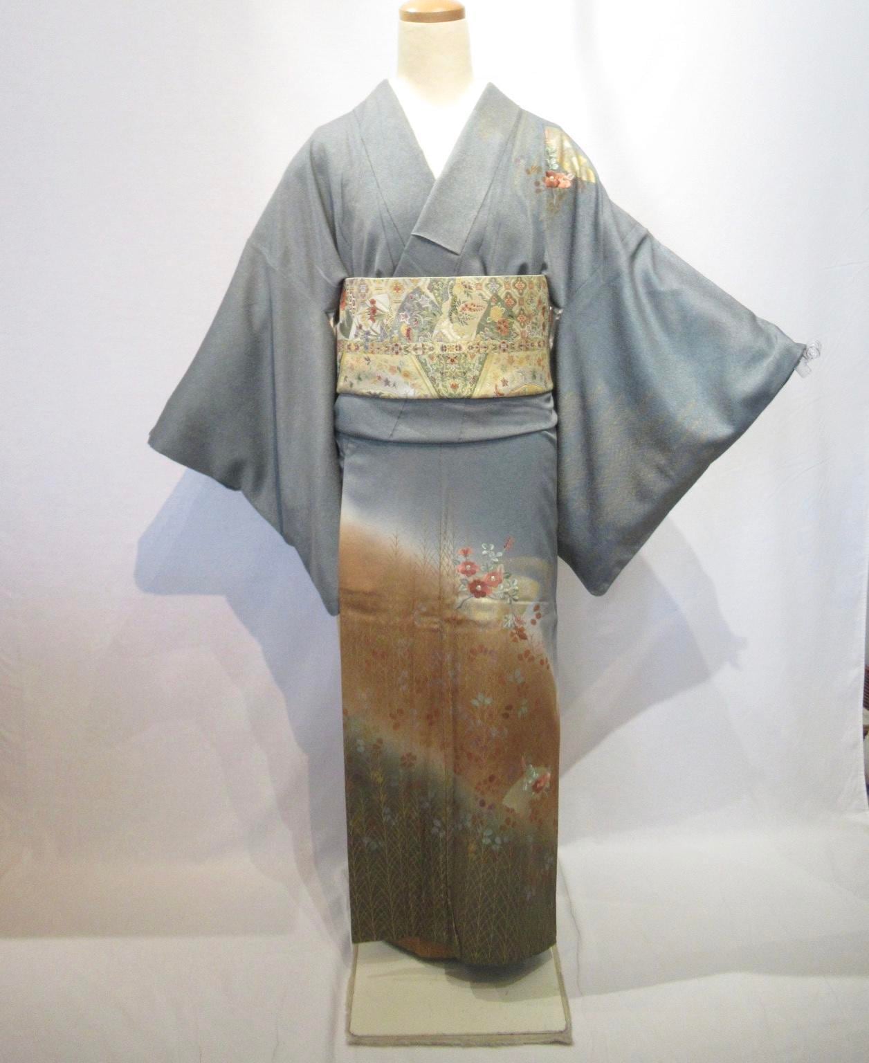2048 ボカシ染訪問着 袷単品  Houmongi(lined kimono)