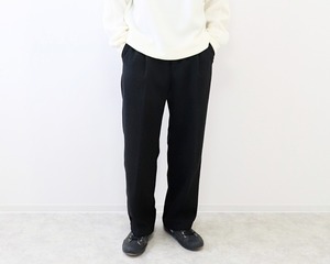 MANUAL ALPHABET / PE TWEED ONE TUCK PANTS - BLACK　マニュアルアルファベット / ポリエステル ツイード ワンタックパンツ - ブラック