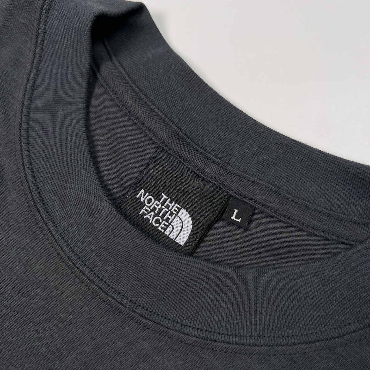 THE NORTH FACE ノースフェイス ロゴプリント ポケット付き 半袖Tシャツ カットソー ポケT サイズ L /メンズ/ダークグレー系