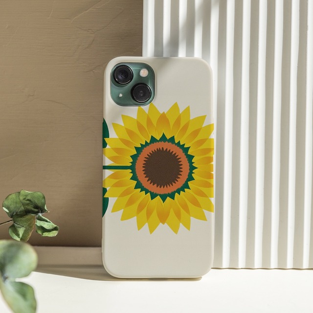 iPhoneケース ひまわり 北欧レトロポップ｜ミッドセンチュリー風花柄 NOR079