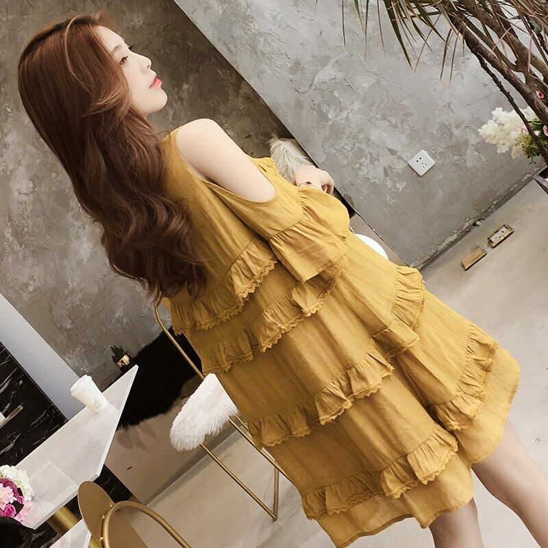 【新作】【送料無料】 マタニティ服2019年夏半袖無地ルーズスタイリッシュドレス妊婦妊娠服 ショート ハーフスリーブ サマー 夏物 ソリッドカラー AL expec371541701143