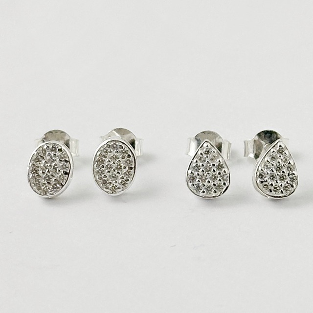 ジルコニア オーバル / ドロップ スタッド ピアス  小さめピアス プチピアス Small