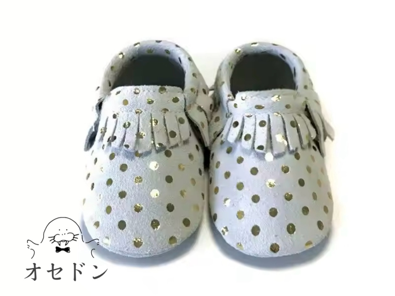 ベビー用ソフトレザーモカシン ゴールドドット 12.5cm - 1