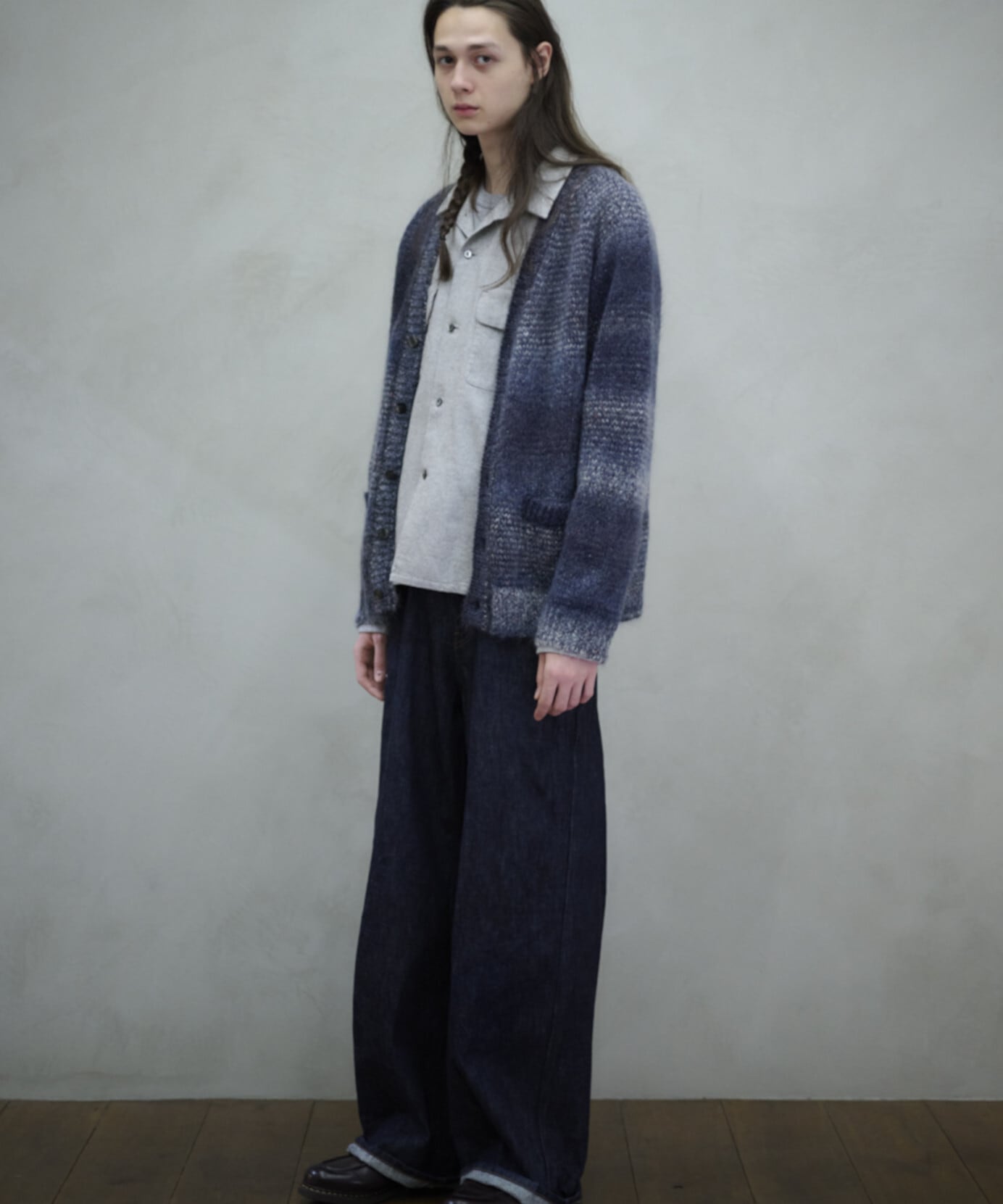 UNUSED / US2530 MOHAIR CARDIGAN (NAVY×GRAY) | AfterSchool