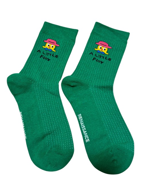 【solmu】little fun 薄手socks（グリーン）